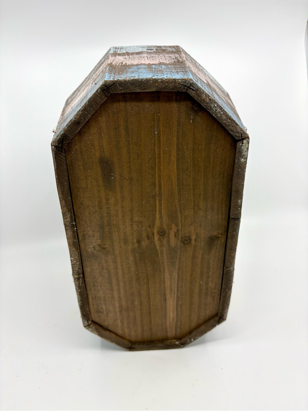 LOW START Rustic Distressed Wood Basket with Handle Blue, Pink Brown, 10”x13”x7” - Picture 4 of 6